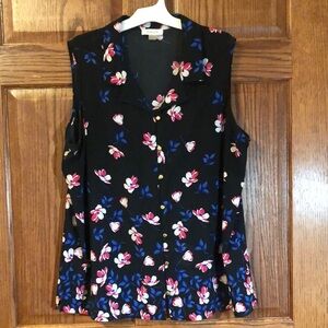 Calvin Klein Black Sleeveless Peplum Blouse